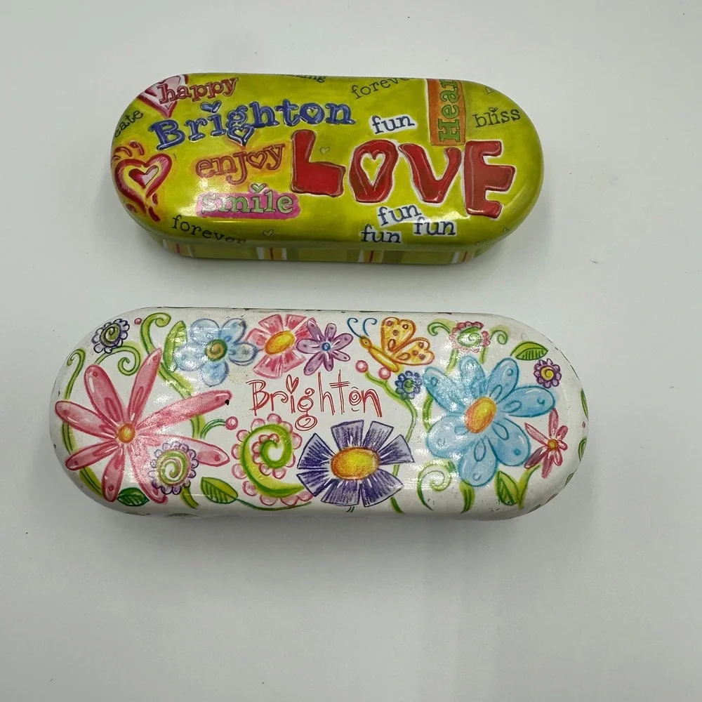 Brighton Hard Shell Eyeglass Cases Set of 2 Floral and Love Typography Designs